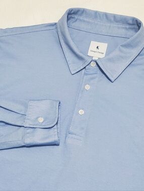 Granger Owings Long Sleeve Cotton Polo Shirt Blue Mens Medium